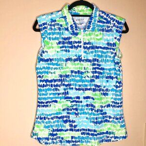 ICIKULS Cap Sleeve Golf Shirt, Blue, Green, White, Size L